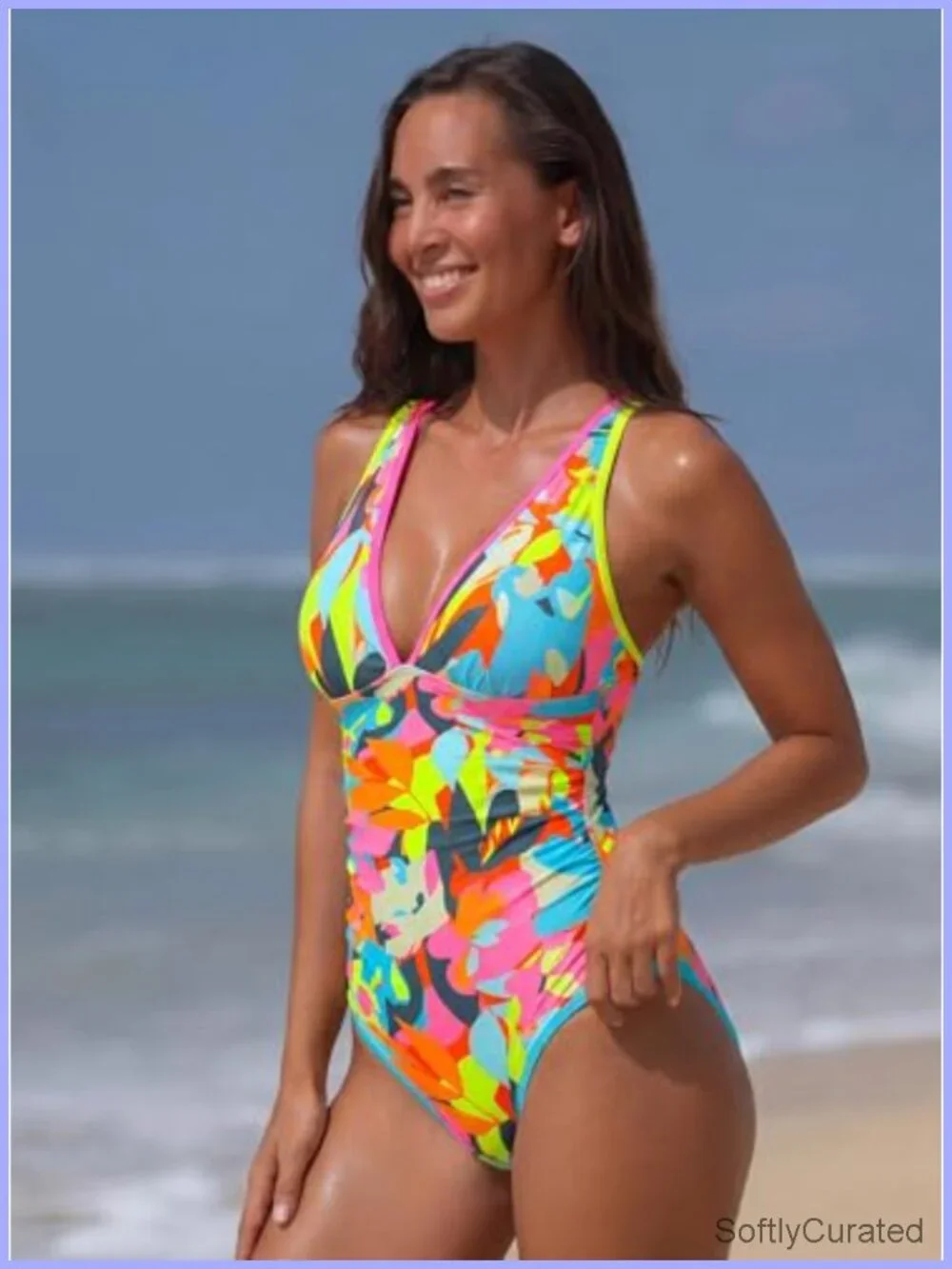 Tummy Control One Piece Swimsuit with Adjustable Straps and Crisscross Back